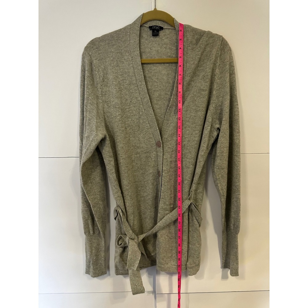 Prive Cashmere Cardigan Belted Button Front Sweater Gray XL‎